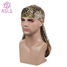 Premium Leopard print velvet Durag 360, 540,720 Waves Extra Long Tail Wigs Men Durags Stitching Outside durag Headwear 2024 - buy cheap