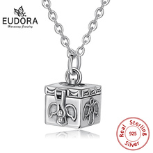 EUDORA-colgante de plata de ley 925 con forma de caja para cenizas, collar, joyería de día conmemorativo, regalo de aniversario de animal, D394 2024 - compra barato