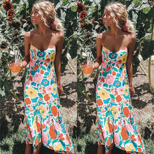 Fashion 2018 Women Summer Boho Long Maxi Dress Sexy V-neck Strappy Women Beach Evening Party Floral Sundress 2024 - buy cheap