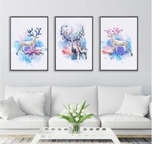 Nordic Poster Animal Small Fresh Watercolor Elk Decor Painting Modular Canvas Art Wall Pictures for Living Room Home Decoration 2024 - buy cheap