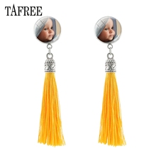 TAFREE New Tassel Earring Photo earrings Christmas Gift Mom Custom Jewelry Photo Glass Dome Earbob NA01 2024 - buy cheap