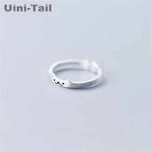 Uini-Tail hot new 925 sterling silver Korean fashion simple cat ring female tide flow high quality opening adjustable ring GN959 2024 - buy cheap