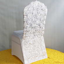 Fundas de LICRA para silla de boda, cubiertas de LICRA con flores, rosas de LICRA en la parte trasera para evento de Hotel, 10 Uds. 2024 - compra barato