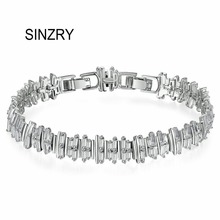 Sinzry pulseira com corrente de zircônio cúbico, pulseira com berloque geométrico de cor branca e dourada, joias para mulheres 2024 - compre barato