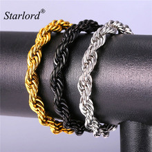 Starlord-pulsera de cuerda de acero inoxidable para hombre, Color dorado/Negro, 9MM, 21CM, cadena para mano, GH2179 2024 - compra barato