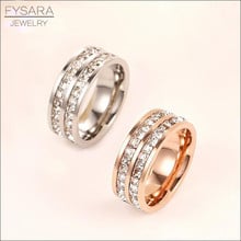 Fysare-Anillos cuadrados de Cristales austriacos de una sola fila para mujer, joyería de acero y oro rosa, Circonia cúbica, Zirconia, circonita, zirconita, de lujo 2024 - compra barato