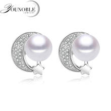 YouNoble Moon Star genuine Natural Freshwater Pearl Earrings 925 Sterling Silver Jewelry Femme Earrings For Women white 2024 - buy cheap