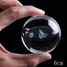 Deli-Bola de Sistema Solar grabada con láser, modelo de planetas en miniatura 3D, esfera de cristal, adorno para decoración del hogar, regalo, 6CM, 1 ud. 2024 - compra barato