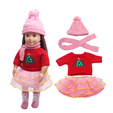 Doll clothes Winter Dress sweater + hat + scarf toy accessories fit 18 inch Girl doll and 43 cm baby dolls c382-c384 2024 - buy cheap