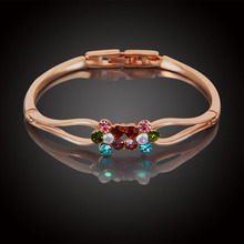 Женский многослойный браслет с австрийскими кристаллами, браслет-цепочка цвета розового золота с бусинами 2024 - купить недорого