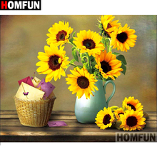 HOMFUN Full Square/Round Drill 5D DIY Diamond Painting "sunflower" Embroidery Cross Stitch 3D Home Decor Gift A10169 2024 - buy cheap