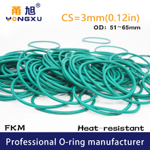 Fkm-anel de vedação fluororobber cs3mm, resistente ao óleo, para juntas, óleo, od51/52/53/55/56/58/60/61/62/63/65*3mm 2024 - compre barato