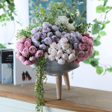 Ramo de flores artificiales de seda, 27 cabezas, rosas de té, decoración de jardín de casa, boda, novia, ramo Floral 2024 - compra barato