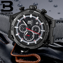 Relogio Masculino BINGER Mens Watches Top Brand Luxury Quartz Watch Men Casual Leather Military Waterproof Sport Wrist Watch 2024 - buy cheap