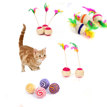 Натуральный сизаль мяч игрушка для кота скоттсиш складной персидский кот перо мяч игрушки Tease кошка сизаль игрушка продукция для домашних животных Прямая поставка 2024 - купить недорого