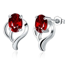 simple fashion dark red zircon Top quality free shipping silver plated Earrings for women fashion jewelry /IYDCTZZP RAYTPZRN 2024 - buy cheap