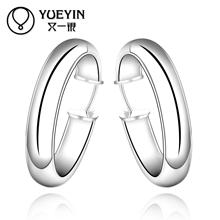 Wholesale silver plated hoop earrings for women big round circle earrings elegant engagement bijoux 2024 - buy cheap