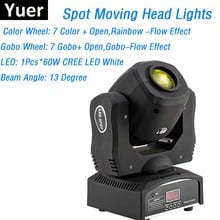 CREE LEDS White  60W Mini LED Moving Head Gobo Lights DMX Stage Spot Lights Club Dj Stage Lighting Effect DMX 9/11 Channels 2024 - buy cheap