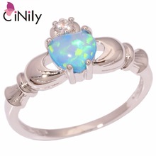 CiNily Created Blue Fire Opal Cubic Zirconia Silver Plated Wholesale Hot Sell for Women Jewelry Ring Size 7 8 OJ5307 2024 - buy cheap