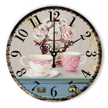 2018 Vintage Large Home Decorative Wall Clock Kitchen Coffee Tea Wall Clock Modern Design Red Rose Flower Clock  Watch Christmas 2024 - buy cheap
