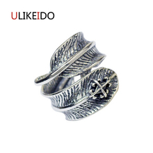 100% puro 925 prata esterlina jóias anéis de penas versão larga masculino signet anel para mulher presente de natal especial 1100 2024 - compre barato