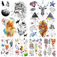 Flash Dreamcatcher Fox Wolf Sexy Custom Temporary Tattoo Stickers Women Girl Triangle Deer Tattoos Men Fake Waterproof Tatoos 2024 - buy cheap