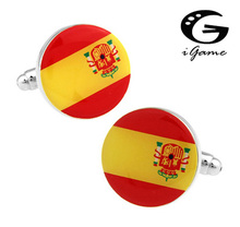 iGame Spanish Flag Cuff Links Quality Copper Material Free Shipping 2024 - buy cheap