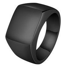 Punk Men Ring Square Big Width Signet Rings Fashion Male Black Finger Ring Stainless Steel Jewelry 2024 - buy cheap