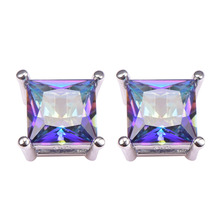 New Arrival Rose Rainbow Crystal Zircon Women Earrings 925 Sterling Silver Free Shipping Newest Fashion Jewelry Earrings PE49 2024 - buy cheap