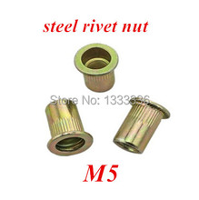 500pcs M5*13 Flat Rivet Nut Rivnut Insert Nutsert Countersunk Head column Nut steel with yellow zinc plated 2024 - buy cheap