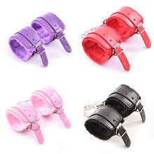 Sexy Adjustable PU Leather Plush Handcuffs Ankle Cuff Restraints BDSM Bondage Sex Toy Restraints Sex Bondage Exotic Accessories 2024 - buy cheap