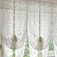 Cortinas romanas de tule pastoral, cortinas transparentes bordadas para cozinha, sala de estar, quarto, mosquiteiro floral 2024 - compre barato
