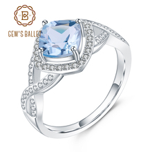 Женские кольца GEM'S BALLET, из серебра 925 пробы с натуральным небесно-синим топазом, 2.26Ct 2024 - купить недорого