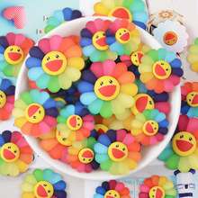 10PCS Rainbow Smiley Sun flower Polymer Slime Charms Lizun Modeling Clay DIY Accesorios Toy For Children Slime Supplies Filler 2024 - buy cheap