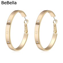 BeBella-pendientes de aro chapados en oro de 4,6 cm para mujer, joyería de moda para Navidad, regalo de cumpleaños 2024 - compra barato