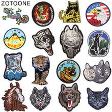 Zotoone lado sul cobra lobo tigre ferro em remendos para roupas adesivos bordado diy dos desenhos animados costurar em remendos apliques feltro d 2024 - compre barato