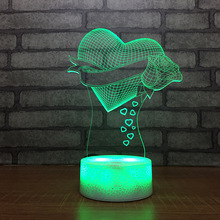 Wholesale New Love Acrylic Creative 3d Lamp Touch Led Night Light Remote Touch switch White base Lovely 7 color change 3d Light 2024 - buy cheap