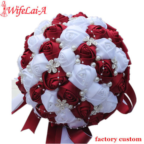 Wifelai A Ramos De Novia Burgundy Red White Crystal Bridal Bouquet Custom Artificial Flower Bridesmaid Wedding Bouquet W224a 2 Buy Cheap In An Online Store With Delivery Price Comparison Specifications Photos And Customer