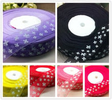 Free Shipping 1'' (25mm) Butterfly printed Organza ribbon cartoon ribbon tape 10 yards sheer ribbon DIY accessories 6 colors 2024 - buy cheap