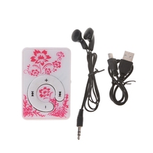 Mini clip com estampa floral aneng, reprodutor de mp3 para música, cartão tf com mini cabo usb + fone de ouvido 2024 - compre barato
