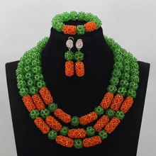 Conjunto de joias para casamento, laranja, africano, exclusivo, colar, damas de honra, verde, nigeriano, frete grátis, qw592 2024 - compre barato