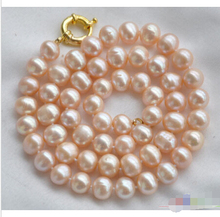 Beautiful 9-10mm pink round freshwater cultured pearl necklace 18" 2024 - buy cheap