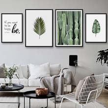 Pôster de tela, cacto nórdico, impressão de folhas tropicais, pintura para sala de estar, arte de parede, decoração de casa, decoração escandinavo 2024 - compre barato