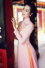 Pink Print Slit Women Aodai Vietnam Clothing Cheongsam Aodai Vietnam Dress Vietnamese Traditionally Dress Cheongsam 2024 - buy cheap