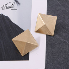 Badu Big Square Stud Earrings for Women Gold Geometric Earrings Punks Studs Big Statement Jewelry for Holloween 2024 - buy cheap