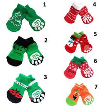 4 pcs / set Warm Sock Indoor Bottom Dog Socks Pet Dog Soft Cotton Anti-slip Knit Weave Christmas Dog Socks 2024 - buy cheap