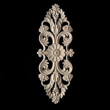 Flower Carving Natural Wood Appliques for Furniture Cabinet Unpainted Wooden Mouldings Decal Decorative Figurines Craft 2024 - buy cheap