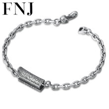FNJ Punk Link coffin Chain Bracelet 925 Silver Width 4mm 18-20cm Original Pure S925 Thai Silver Bracelets for Women Men Jewelry 2024 - buy cheap
