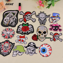 SHINE 2PCs Embroidered Iron On Patches Skull head Type Cloth Accessories New Arrival Popular Clothing Cartoon Patches Appliques 2024 - buy cheap