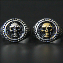 2018 Cool Gold Fashion Skull Ring 316L Stainless Steel Top Quality Fashion New Design Skull Biker Ring 2024 - buy cheap